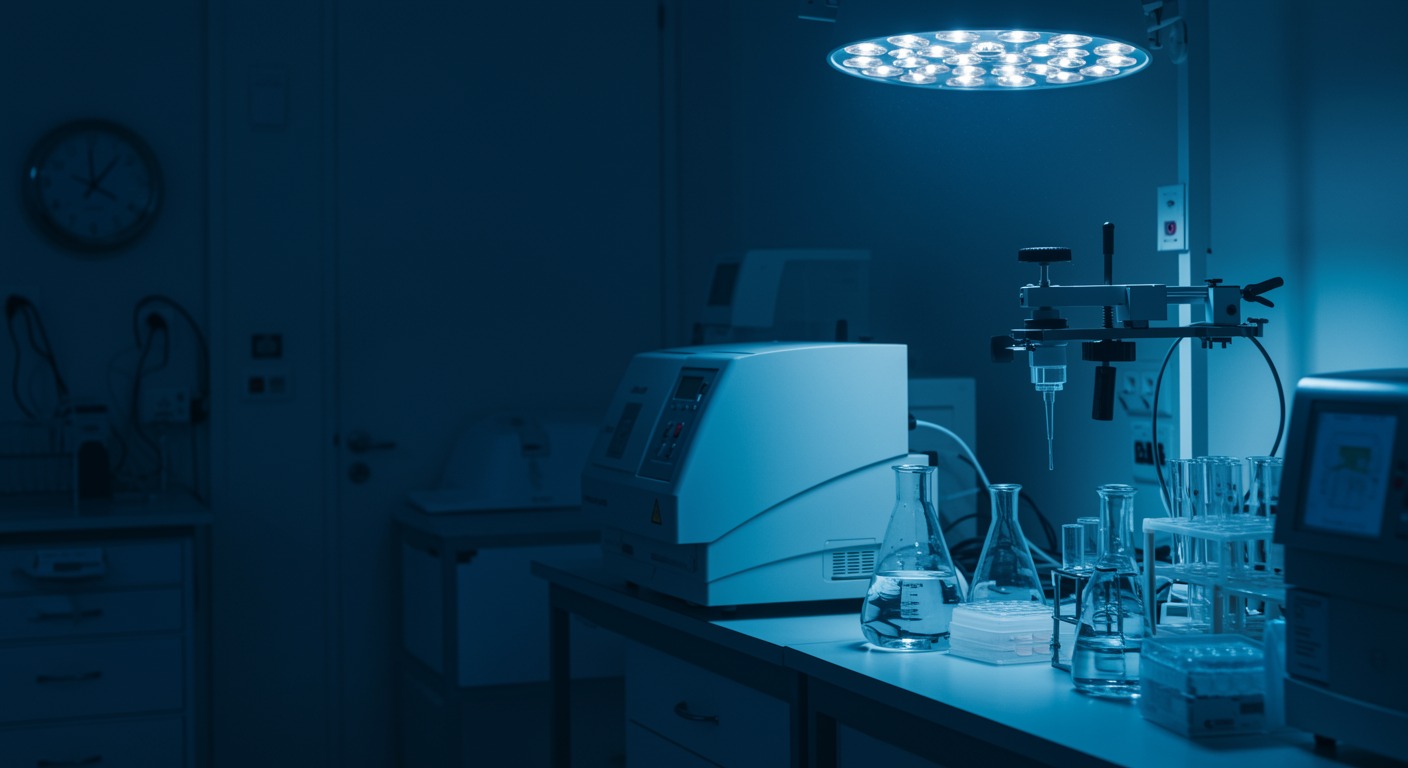 CDC laboratory with bacterial culture testing equipment under sterile lighting