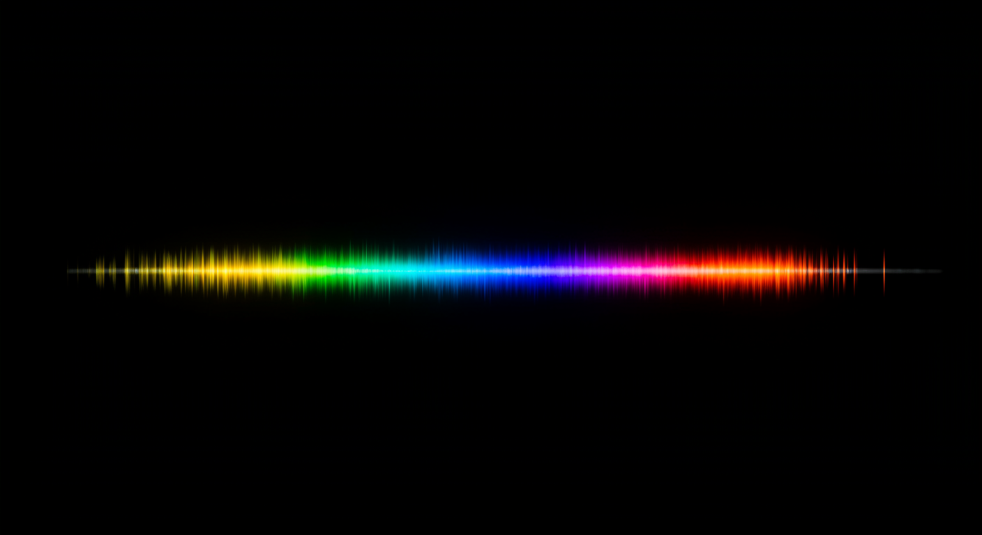 Photorealistic light spectrum visualization showing melatonin regulation wavelengths with circadian photoreceptor pathways, scientific spectrum analysis, soft spectral lighting, no text