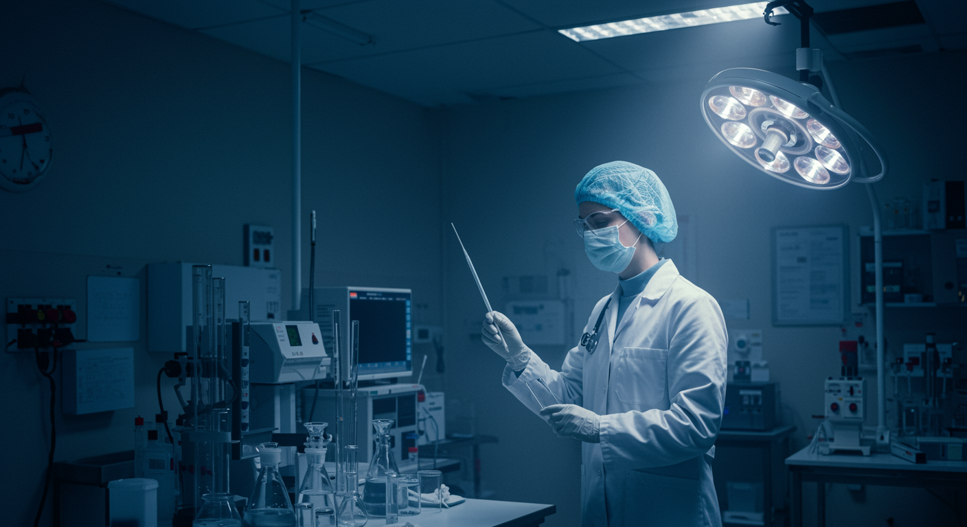 Medical research laboratory with soft lighting