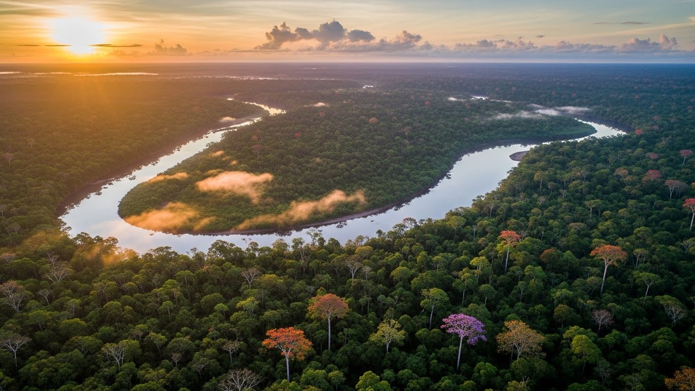 Diverse ecosystem with medicinal plants and wildlife in natural forest setting with soft lighting