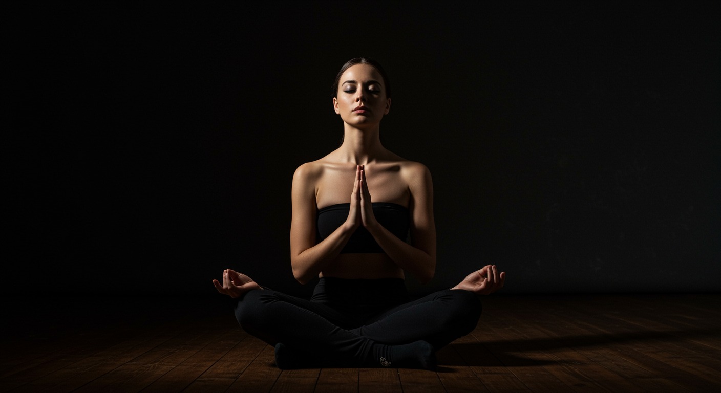 Person meditating with soft lighting