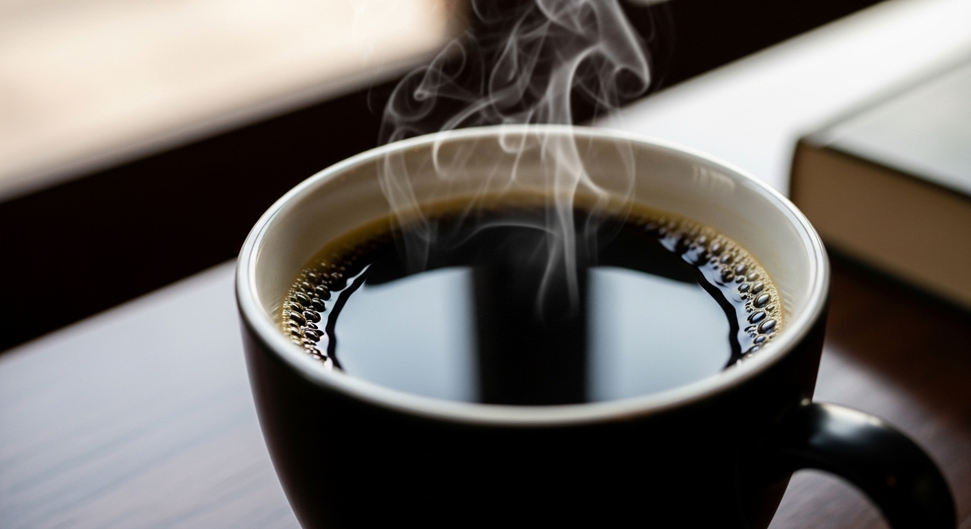 Cup of coffee with health-related icons