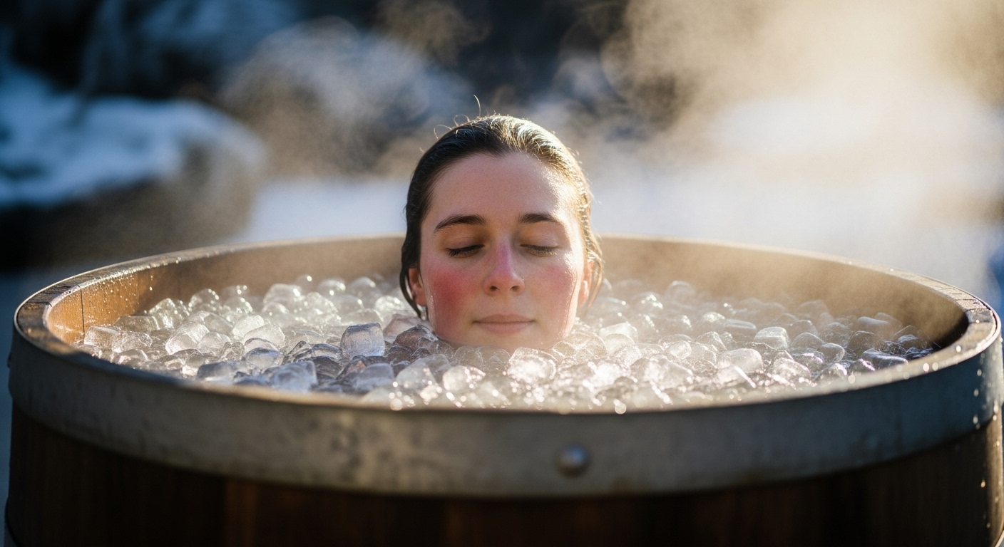 Ice bath with soft lighting