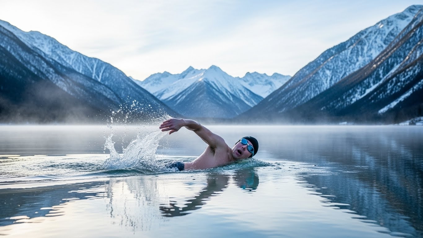 Cold water therapy setup with soft lighting