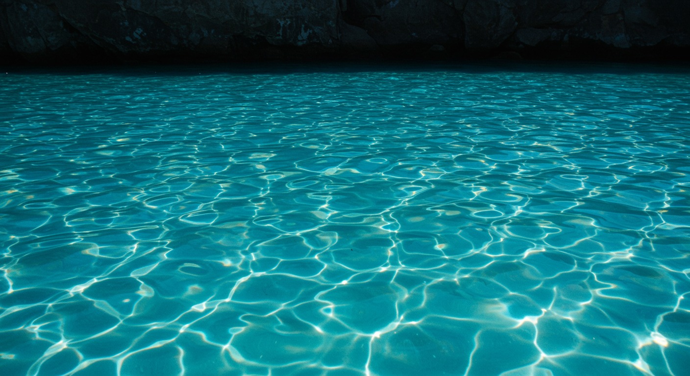 Clear blue water with sunlight