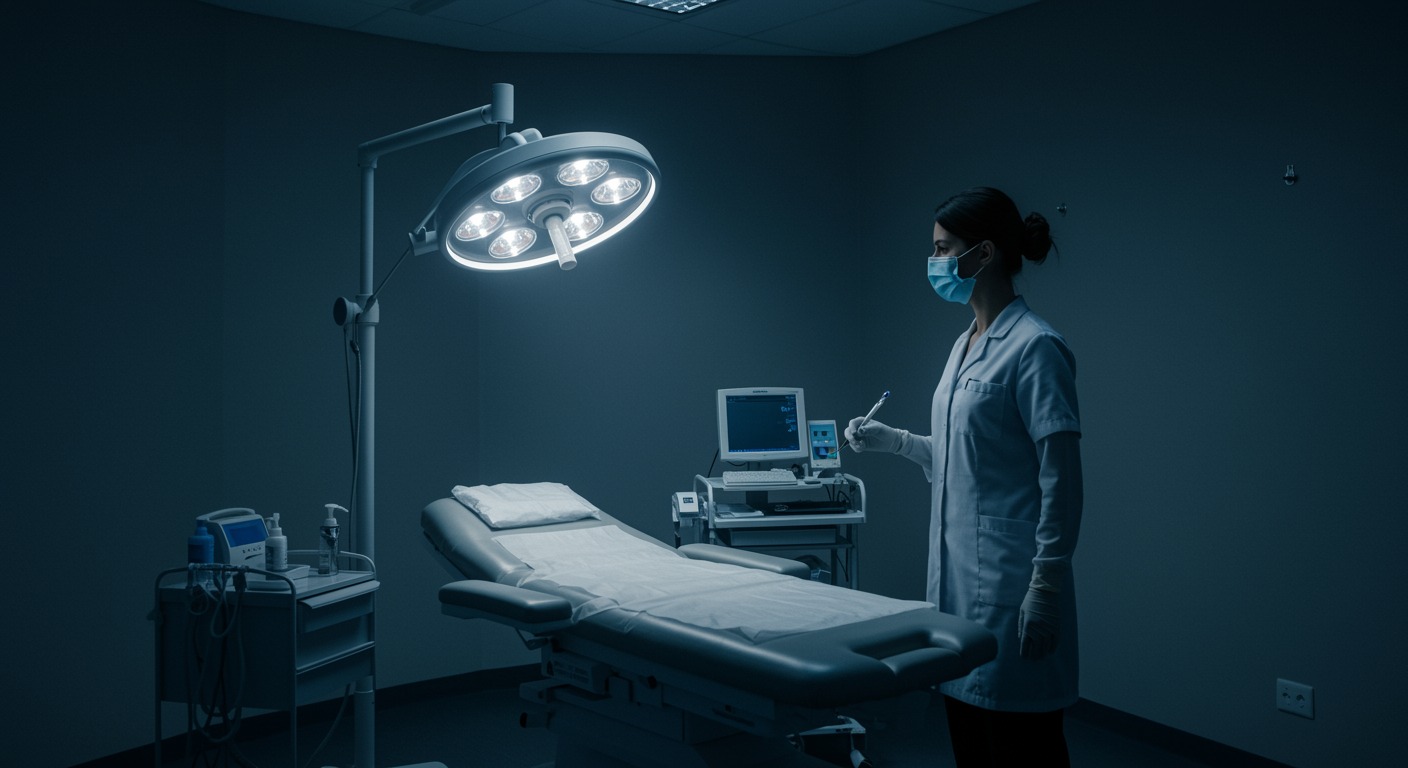 TMS treatment room with soft lighting