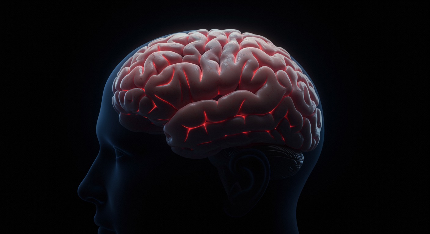 Human brain with highlighted neural pathways and soft lighting