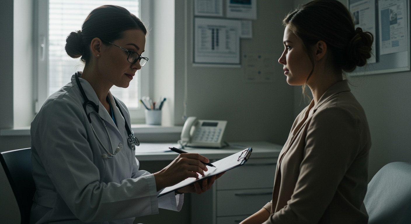 Primary care physician consulting with patient in bright medical office with natural lighting