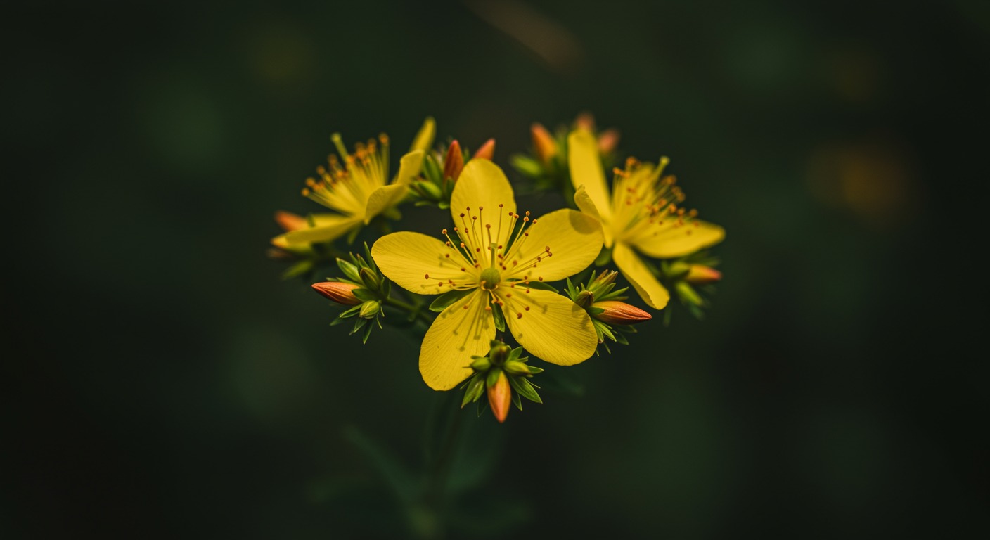 St. John's Wort flower with natural sunlight
