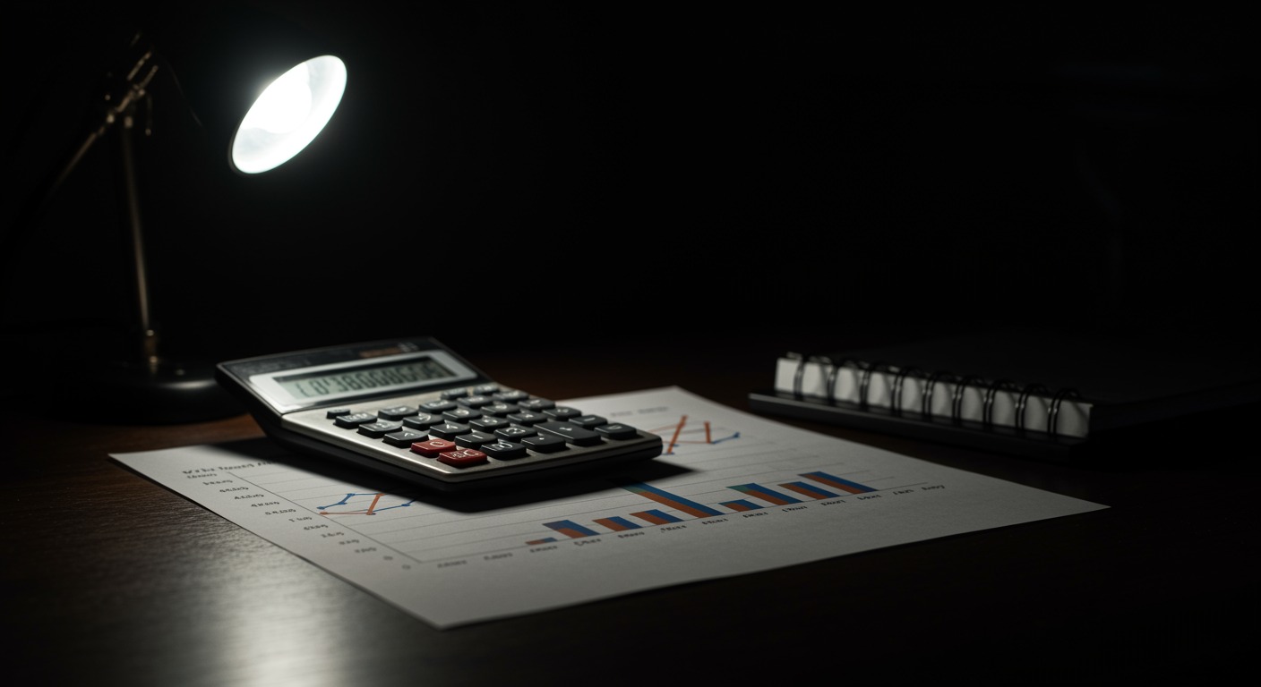 Economic chart with calculator on professional desk lighting