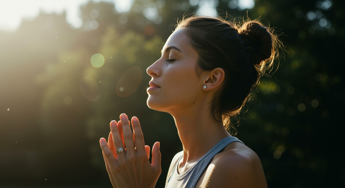 Person breathing deeply during sunny outdoor run