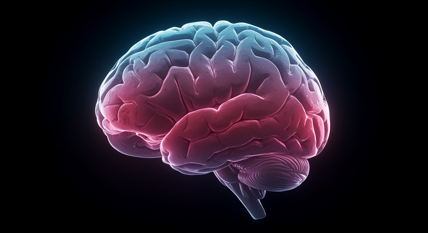 Brain pain processing centers with neural activity and soft lighting