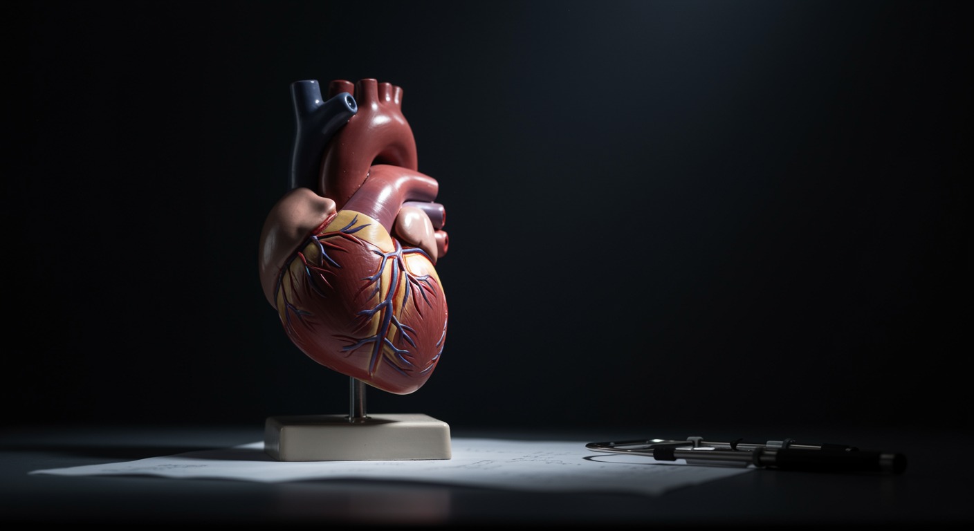 Heart model on medical desk with professional lighting
