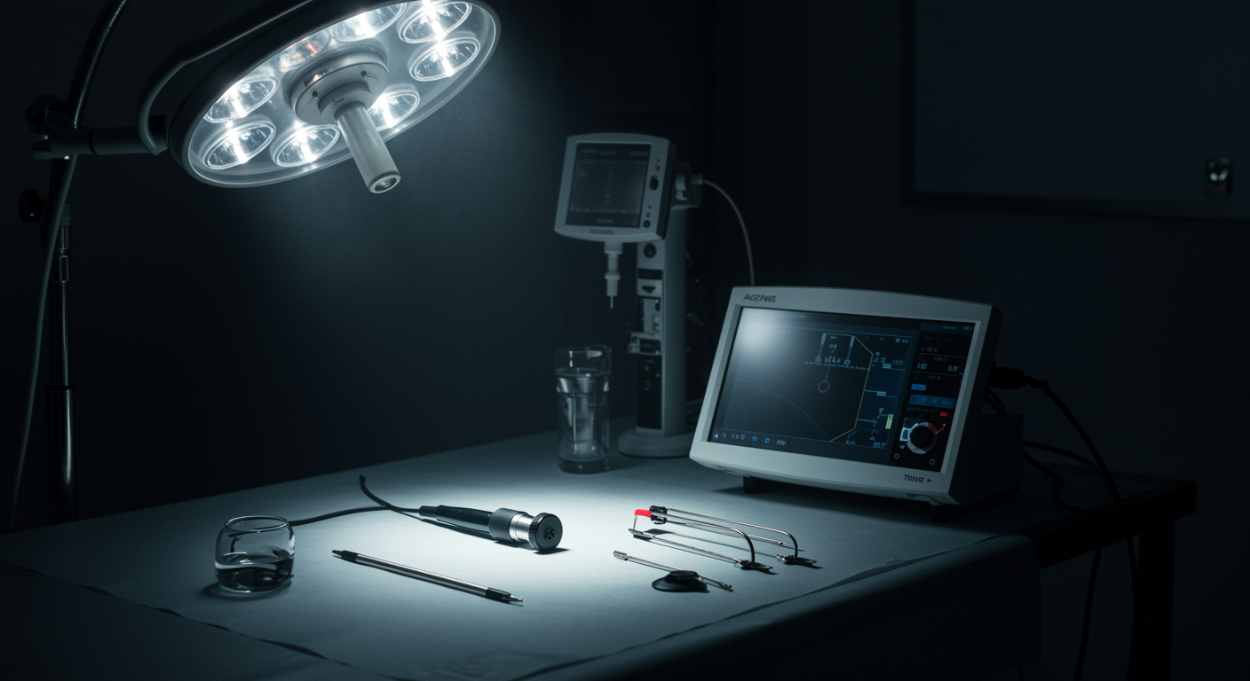 Medical equipment on clean surface with soft lighting