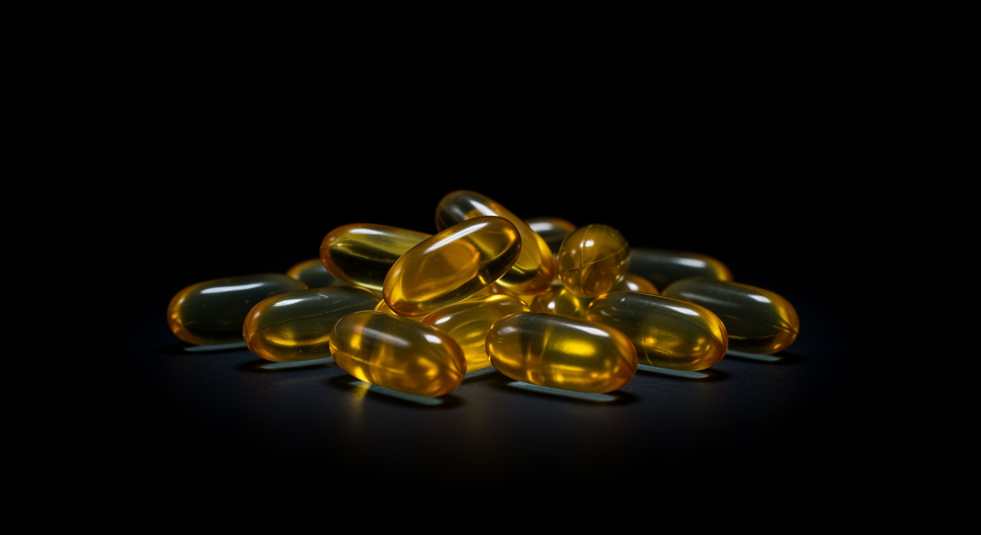 Omega-3 capsules with soft lighting
