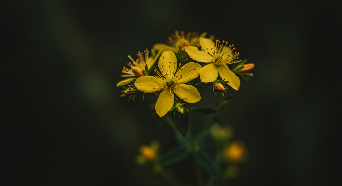St. John's wort flower with soft natural lighting