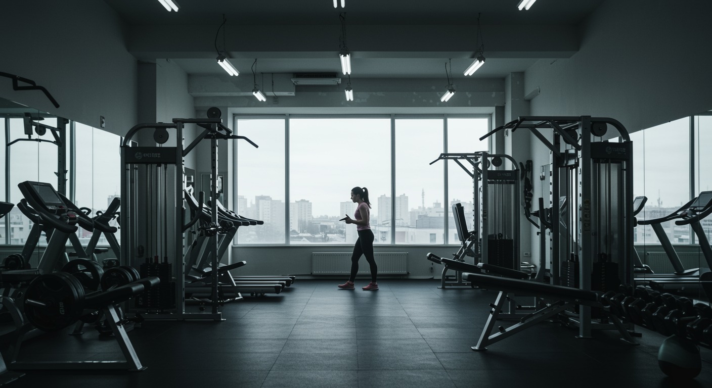 Bright gym with large windows