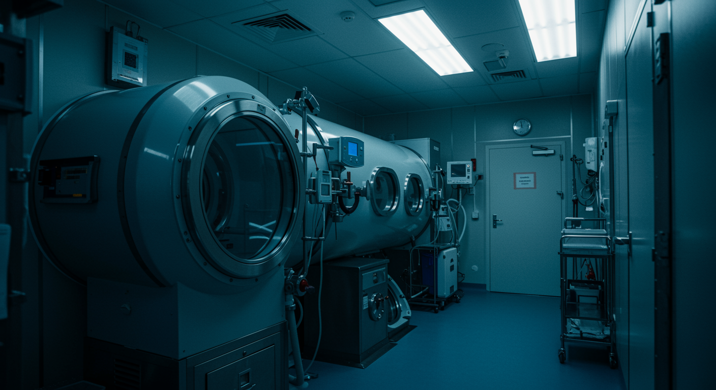 Hyperbaric oxygen chamber in modern medical facility