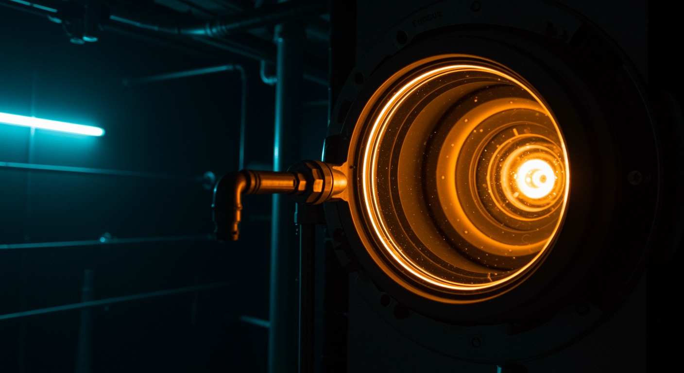 Glowing oxygen chamber with warm amber lighting