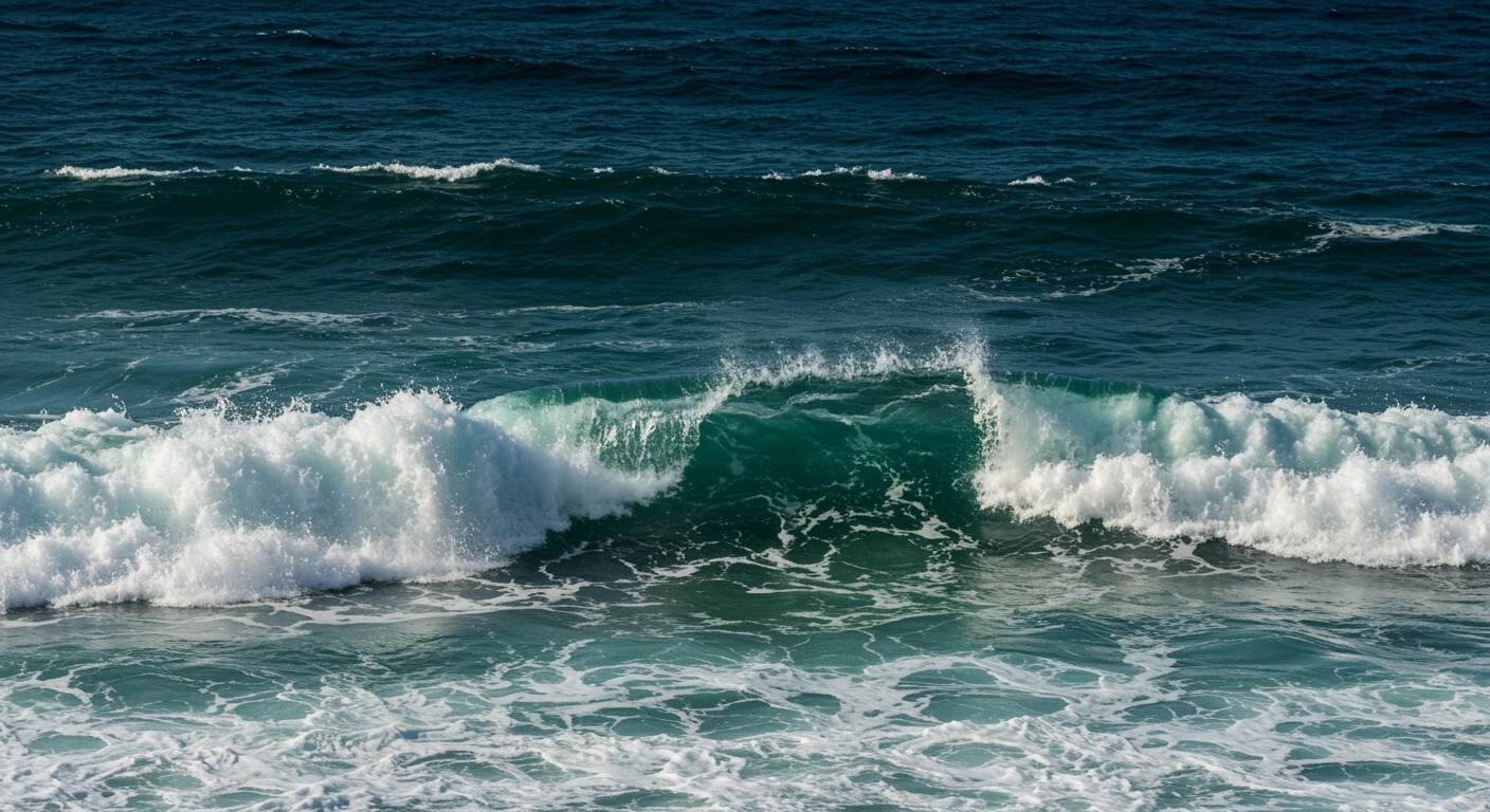 Ocean waves on a bright sunny day