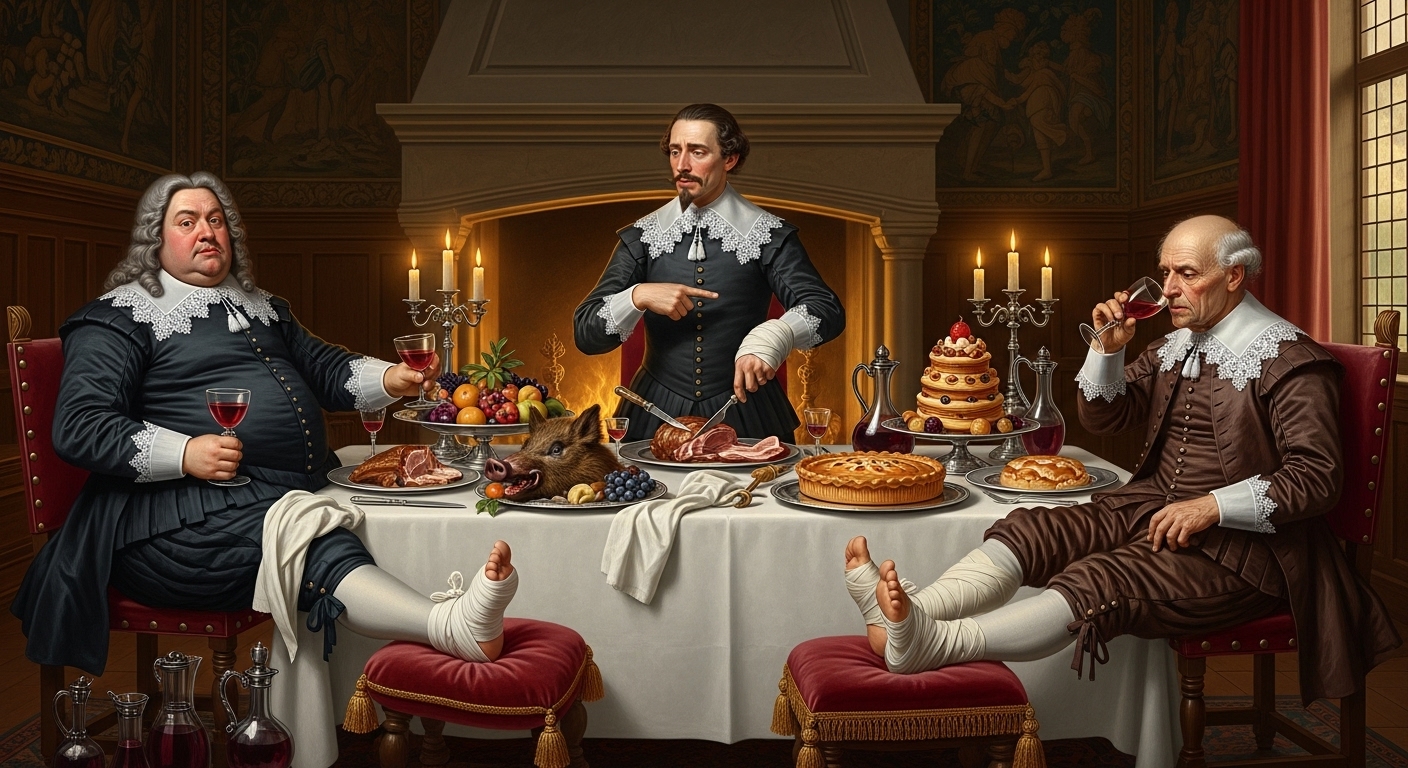 Historical illustration symbolizing gout as a disease of nobility