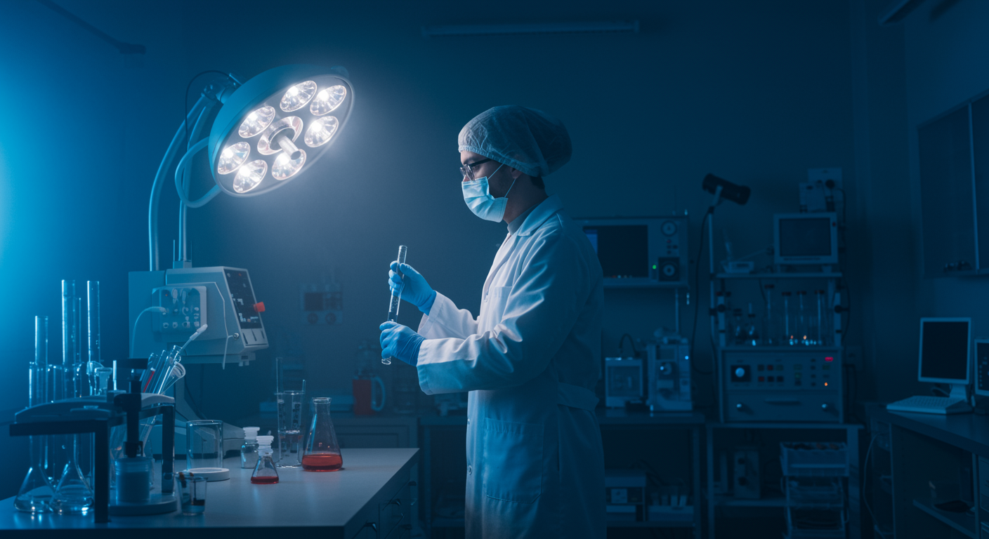 Medical research laboratory with soft lighting