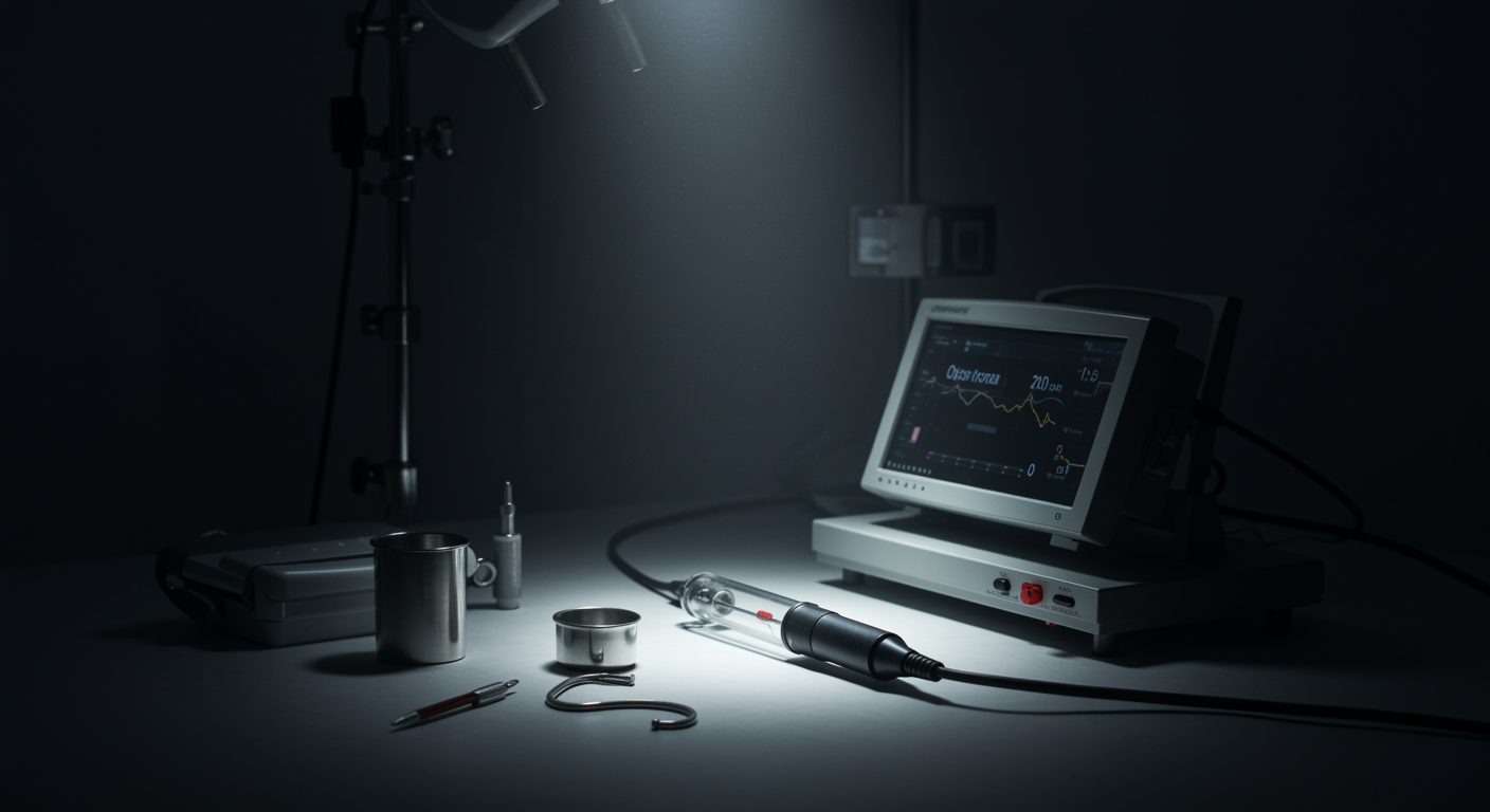 Medical equipment on clean surface with soft lighting