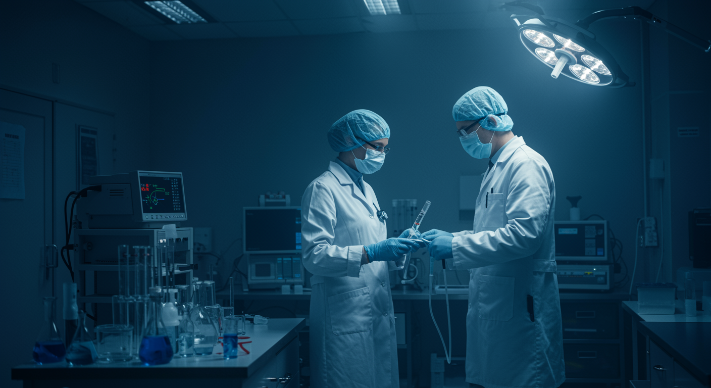 Medical research laboratory with soft lighting