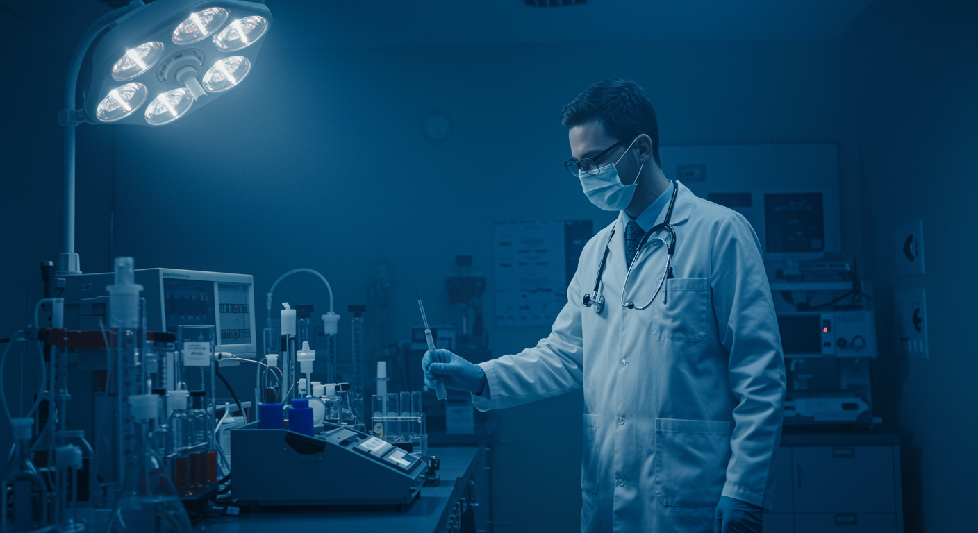 Medical research laboratory with soft lighting