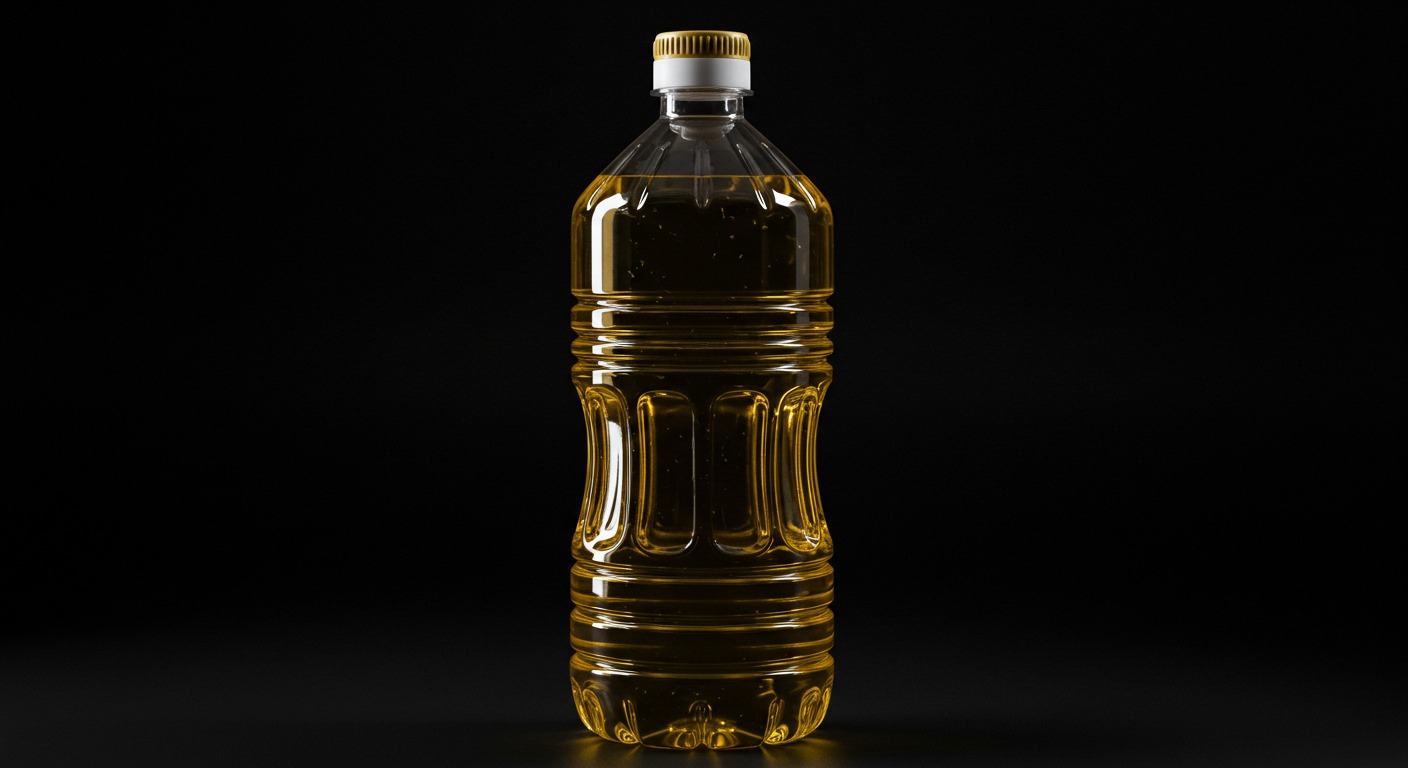 A bottle of linoleic acid rich vegetable oil
