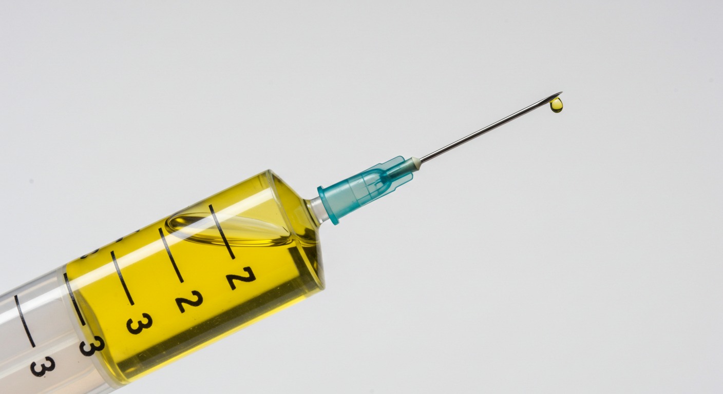 a syringe of vegetable oil