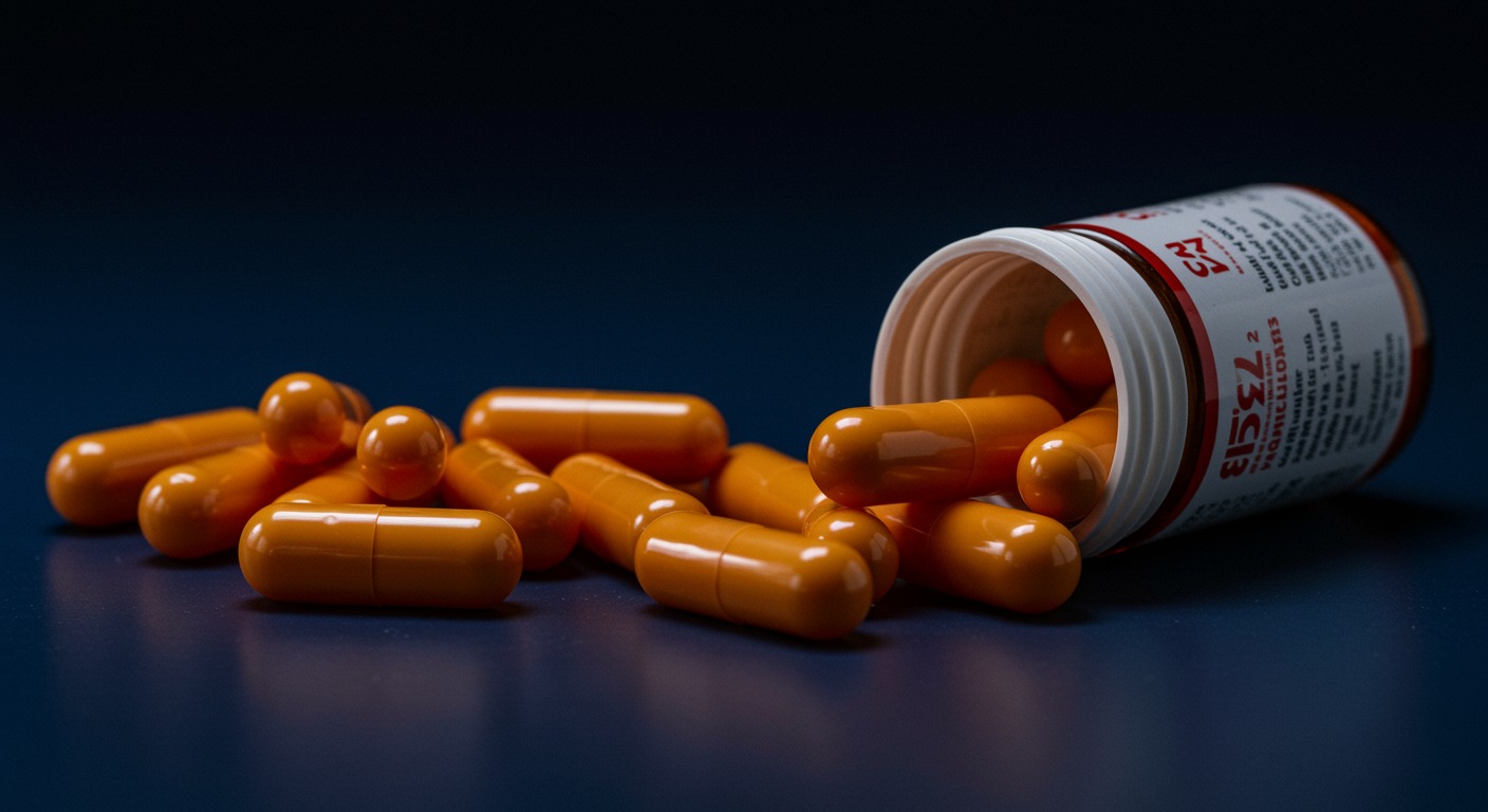 Vitamin K2 capsules beside an INR test report