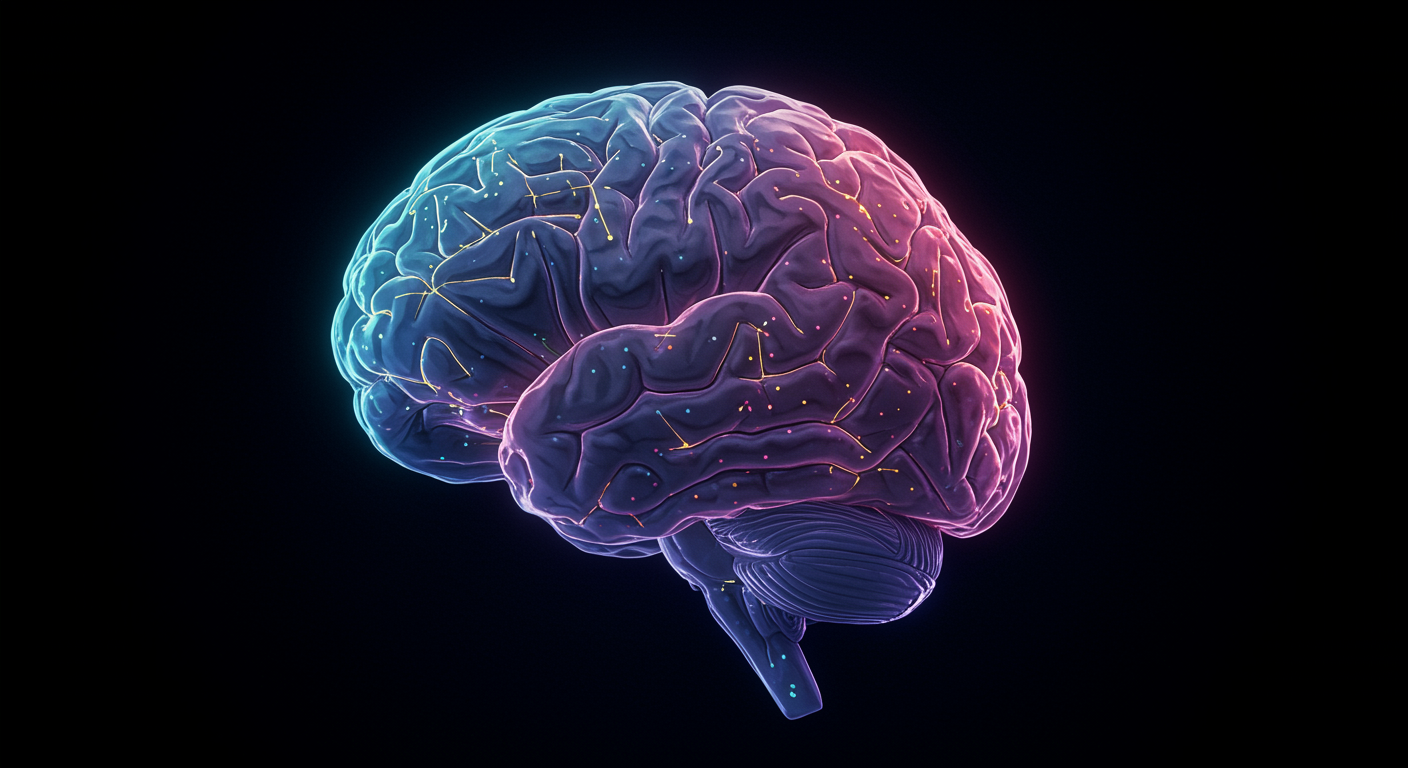Brain network visualization with mood regulation pathways highlighted