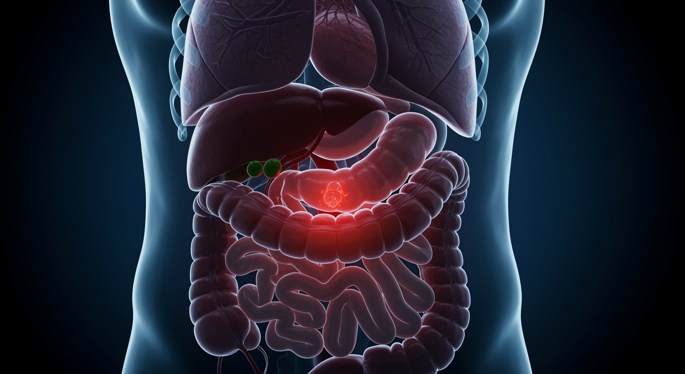 Photorealistic digestive system visualization showing nocturnal acid reflux with meal timing effects, medical gastroenterology representation, soft clinical lighting, no text
