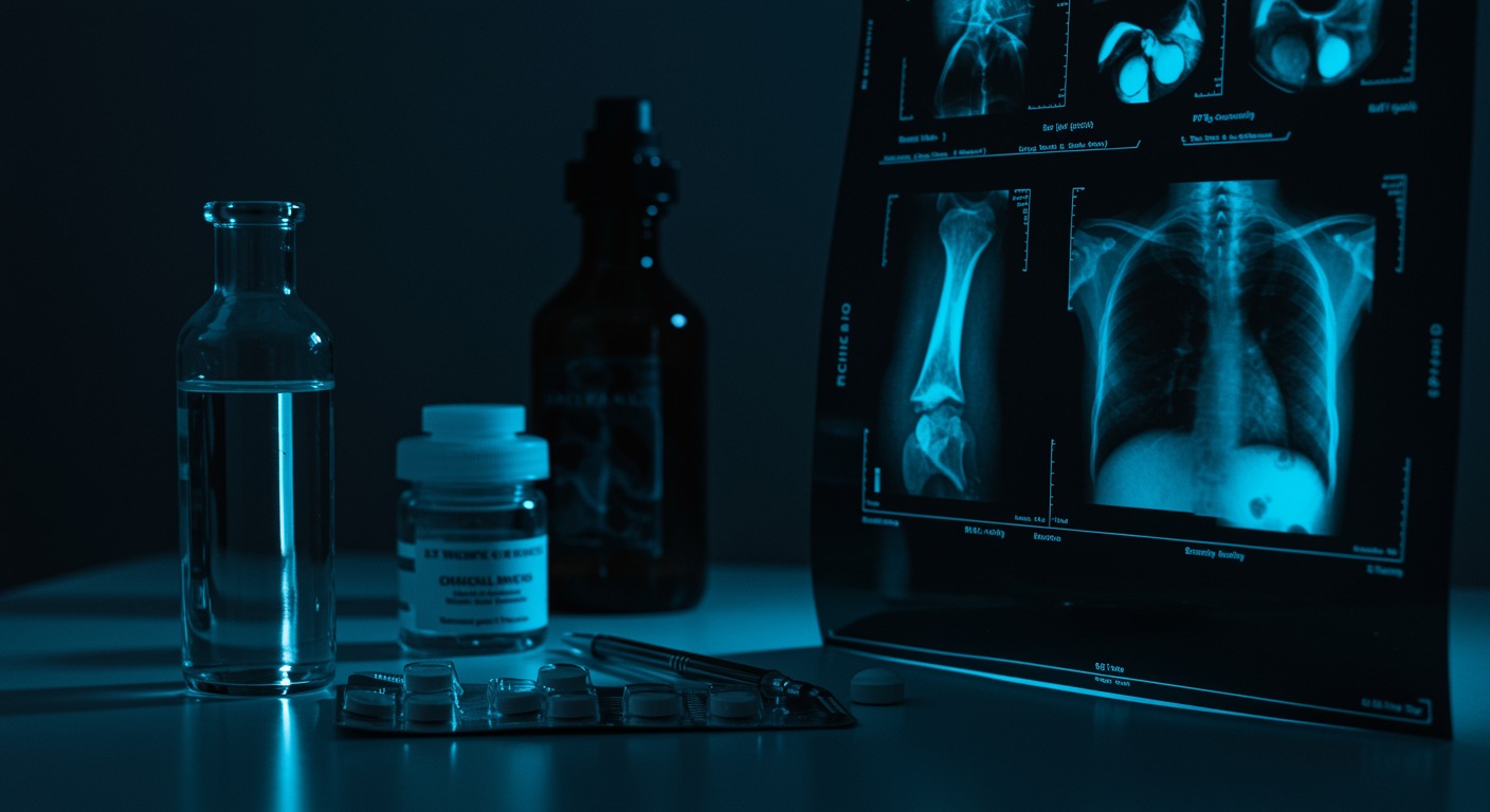 Comprehensive medical research showing PPI medications with bone density scans, fracture X-rays, and osteoporosis assessment charts