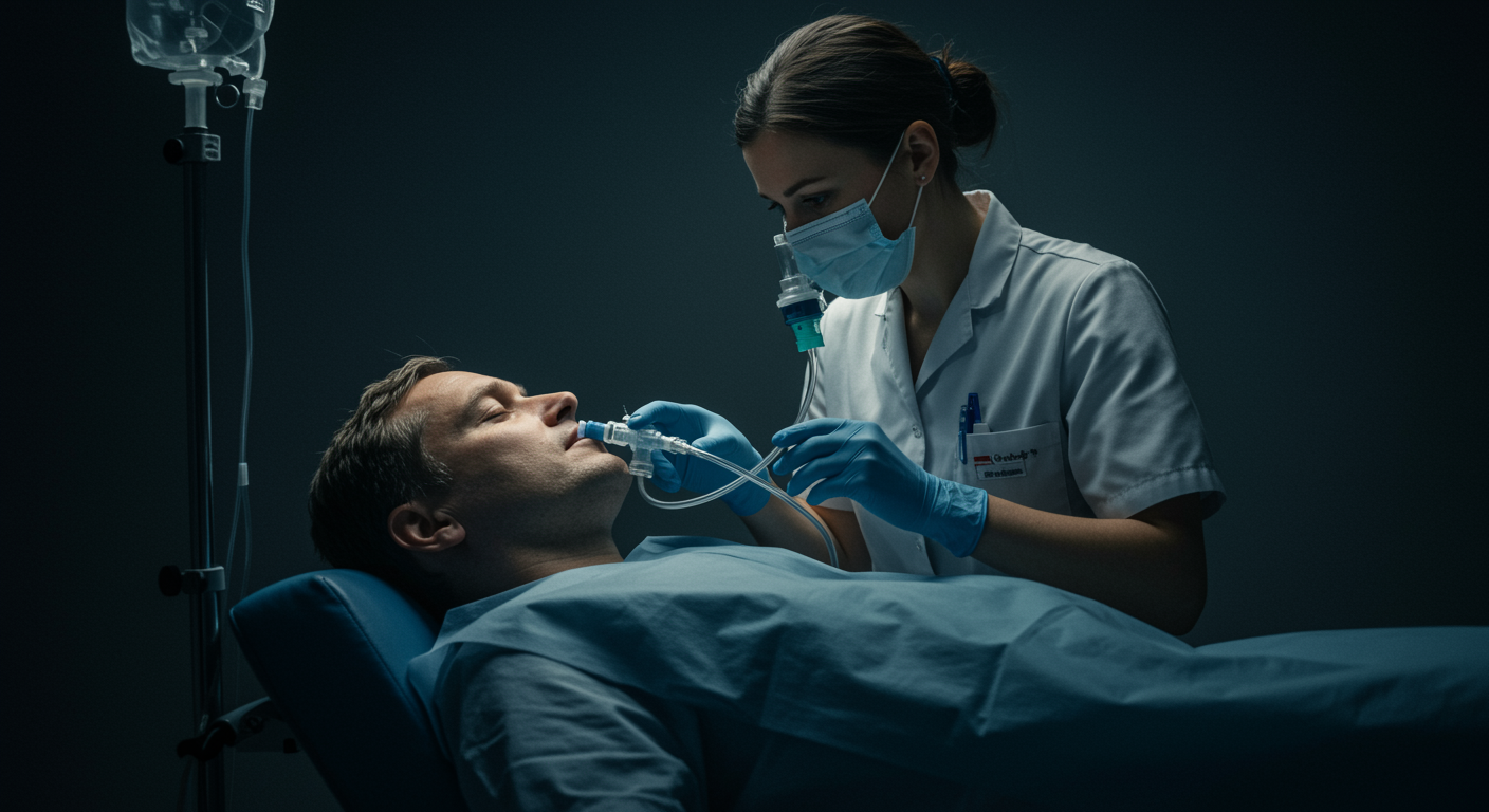 Patient receiving oxygen therapy during rehabilitation exercises