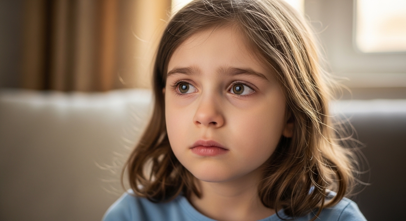 Child holding a pill bottle with concerned parent beside them, representing treatment for PANDAS
