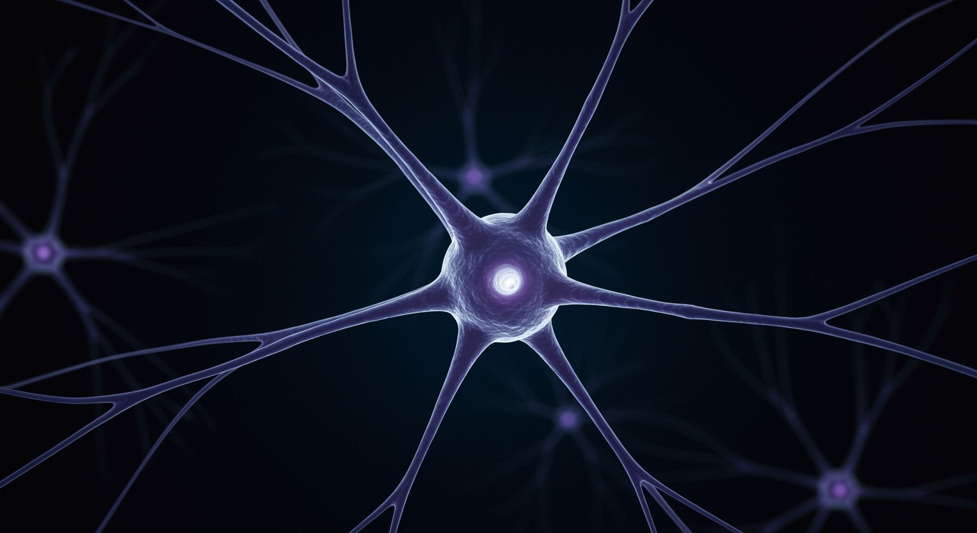 Neuron connections illustration with soft scientific lighting