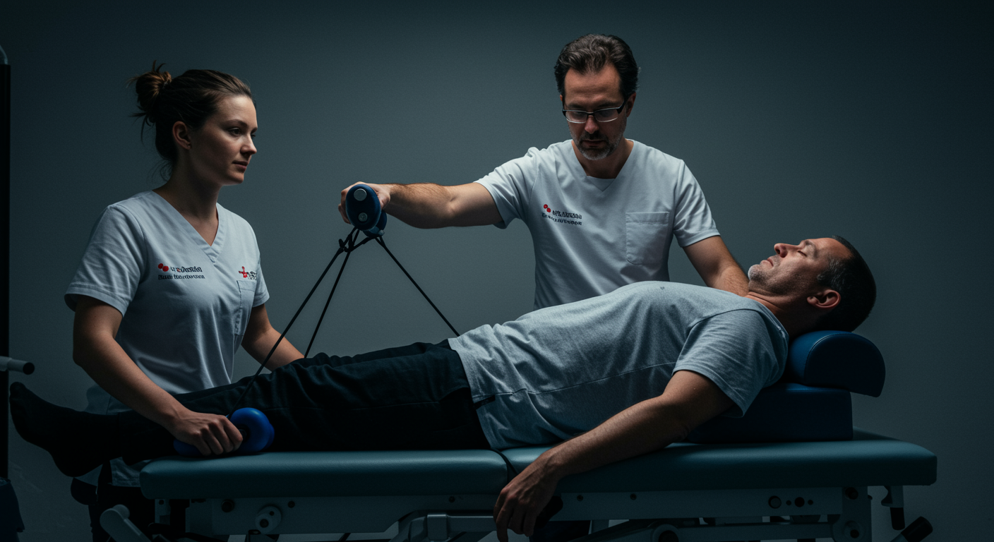 Patient performing supervised rehabilitation exercises