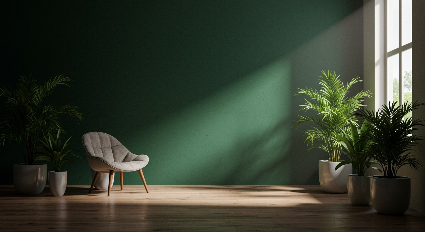 Bright room with green plants