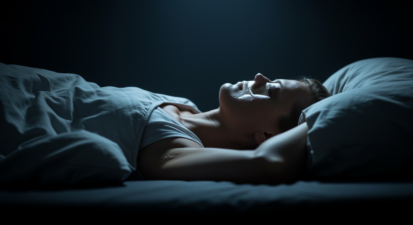 Photorealistic protein supplement with muscle protein synthesis visualization during sleep, showing overnight muscle building process, soft nutritional lighting, no text