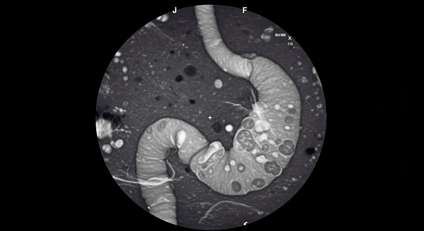Before and after endoscopic images showing large gastric polyps completely regressing after PPI discontinuation