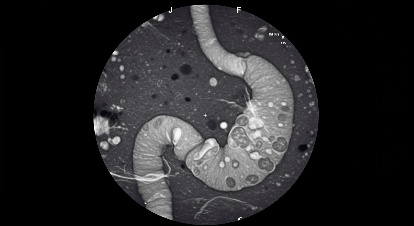 Before and after endoscopic images showing large gastric polyps completely regressing after PPI discontinuation