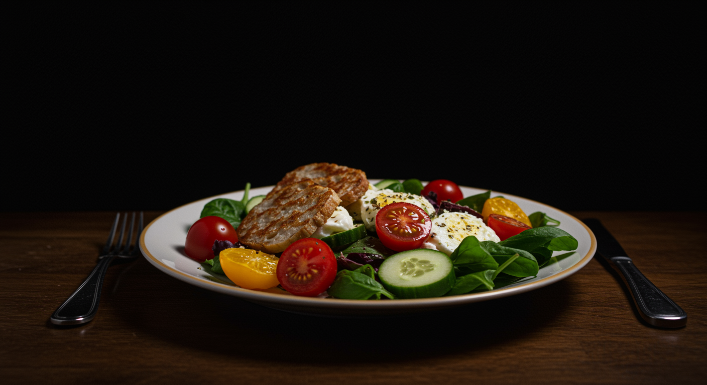 Mediterranean diet plate with natural lighting
