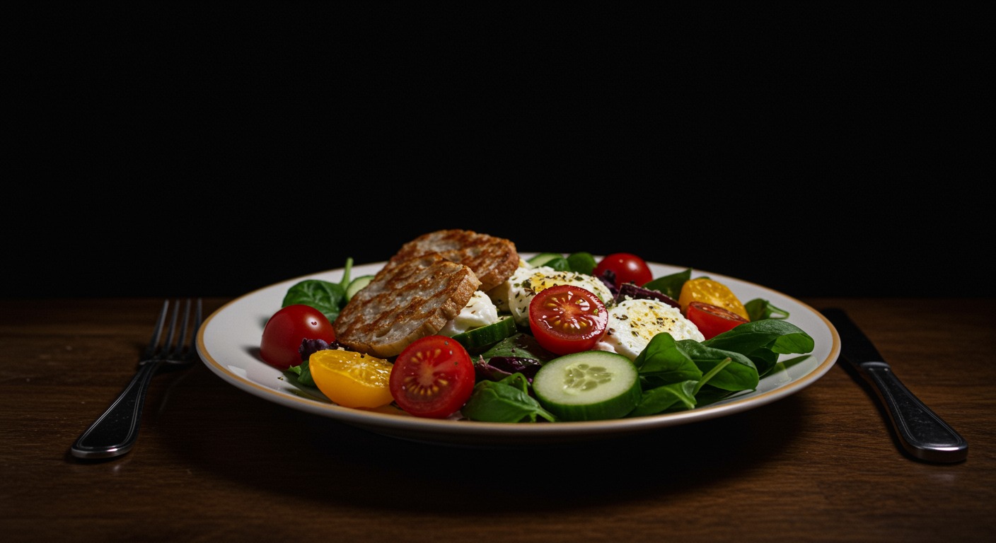 Mediterranean diet plate with natural lighting