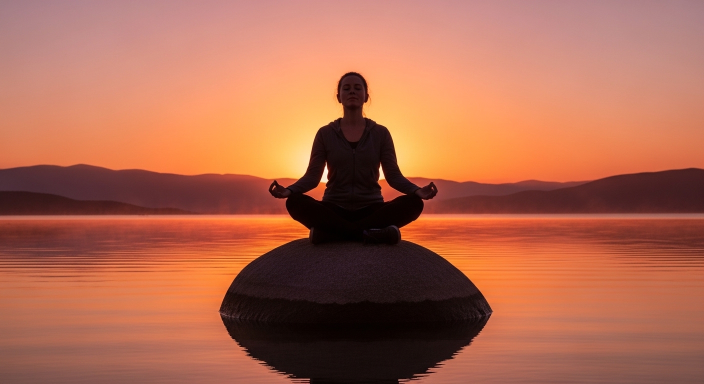 Ice bath with breathing technique illustration in soft lighting