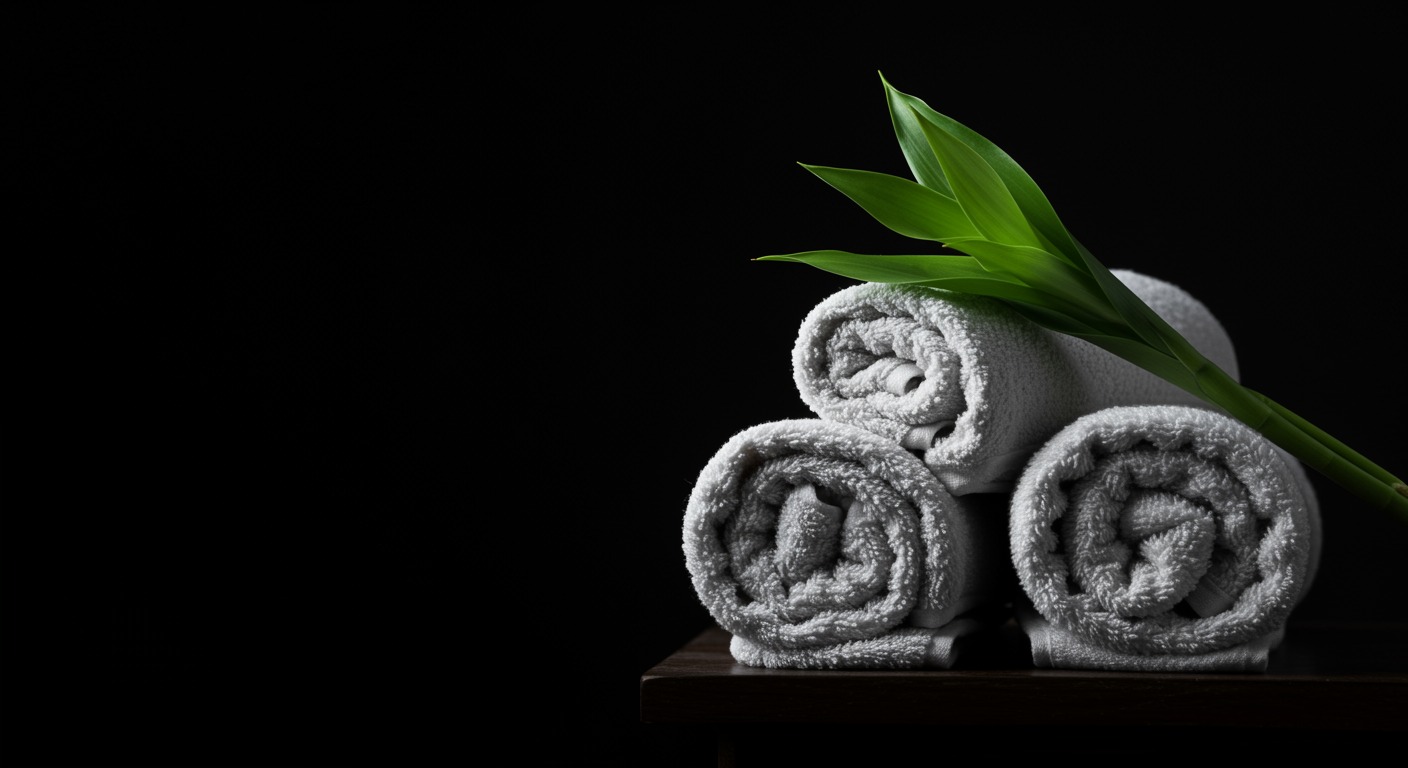 Spa towels with green plant