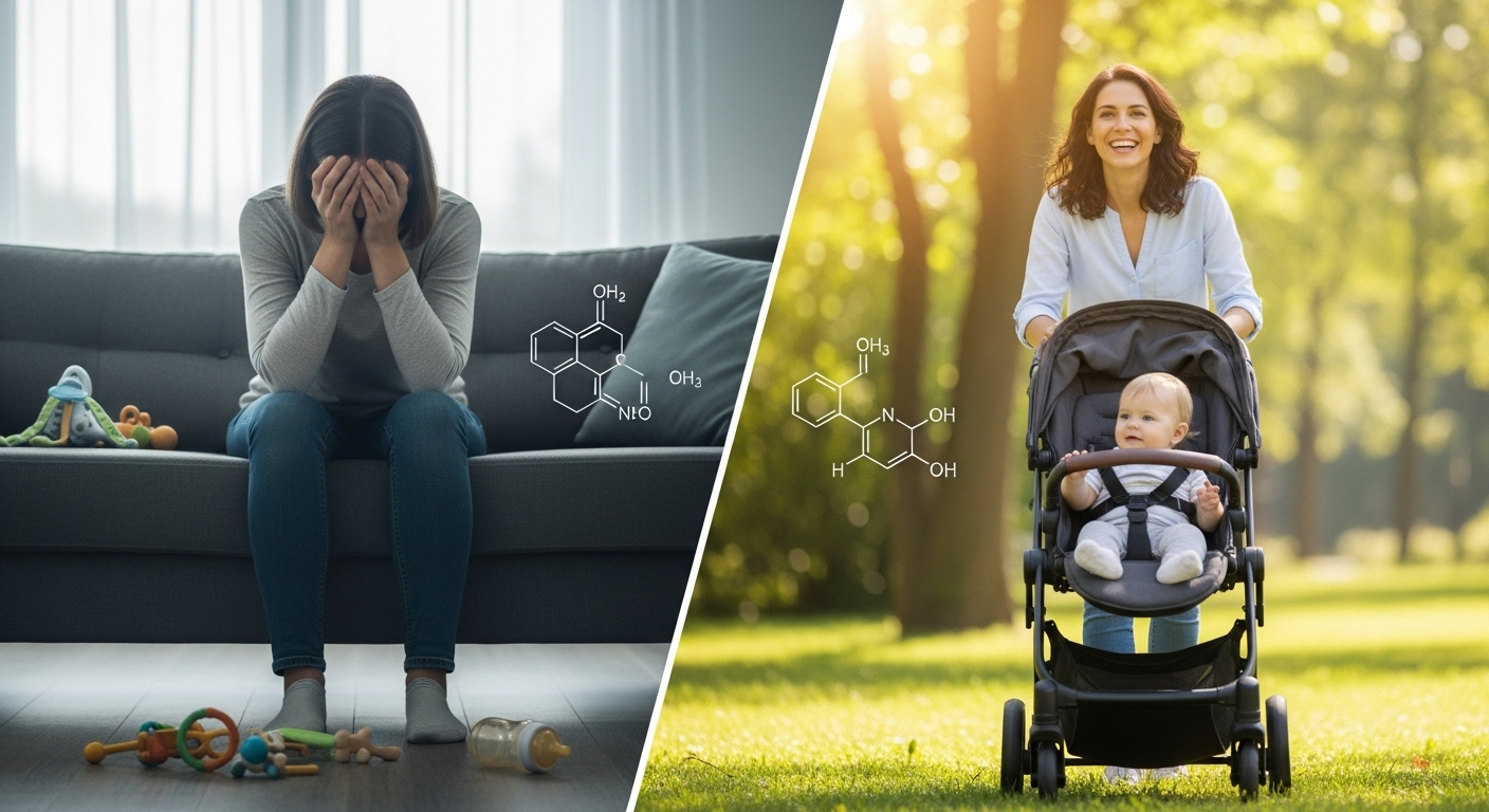 Maternal care clinic with treatment monitoring charts and real-world outcome data on medical displays with professional lighting