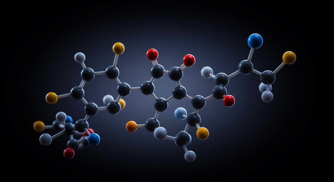 SAMe molecular structure with clinical background lighting