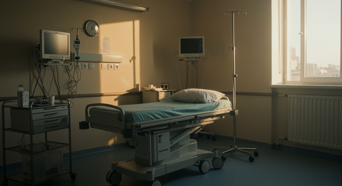 Hospital room with warm natural window light